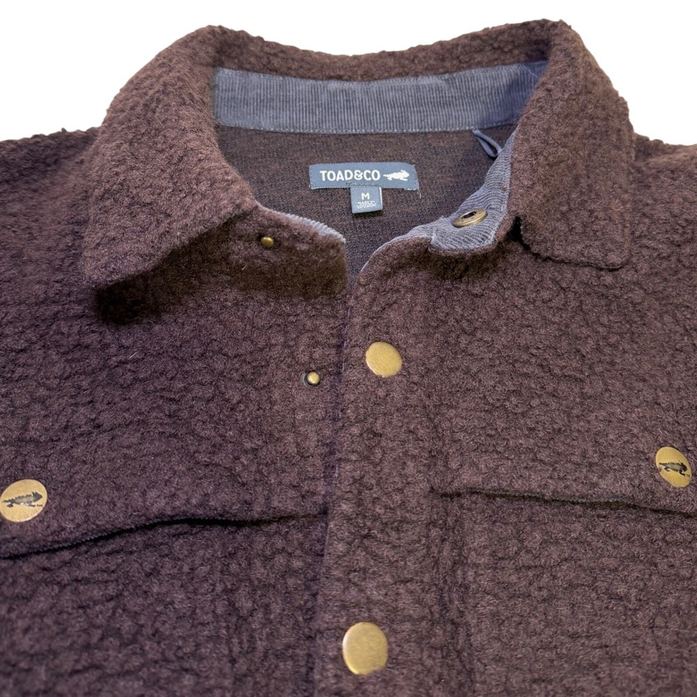 TOAD&CO Mens Telluride‎ Sherpa Shirt Jacket Shacket Brown Wool Blend Size M - Picture 4 of 12